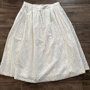 Nine West White Midi Eyelet Skirt Size Large NWT Prariecore Spring Summer